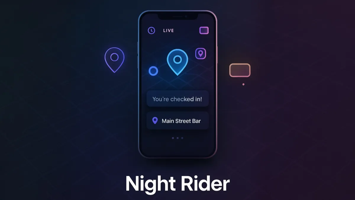 Night Rider — iOS Check‑Ins Logo